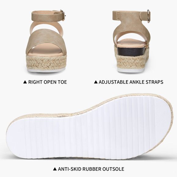 VEPOSE WOMEN'S 400A ESPADRILLES PLATFORM SANDALS WEDGE SANDAL, NUDE NUBUCK, - Picture 6 of 6